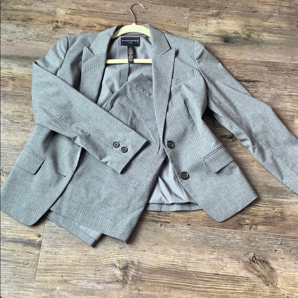 Dark Gray with White Pinstripe Skirt Suit